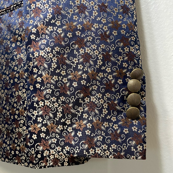 TALLIA Mens Blazer Coat Jacket Single Buttoned Floral Purple Tan Sz 40s - Picture 5 of 11